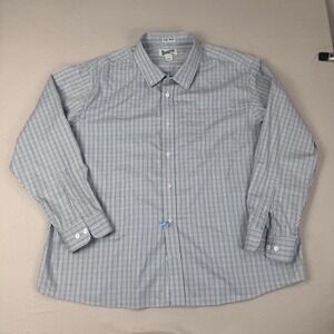 Duluth Trading Men's XXL Untucked Button Dress Shirt Blue Green Plaid RelaxedFit